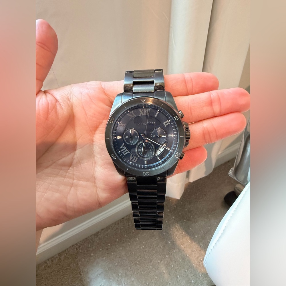 Michael Kors Brecken Gunmetal Navy Blue Dial Stainless Steel 44MM